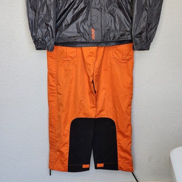 Icon Motorcycle Rain Jacket Trousers Set Orange XL Gray Waterproof Riding Suit - Picture 10 of 12